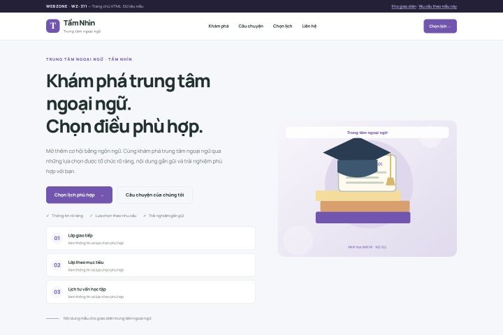 Ảnh chụp Giao diện HTML trung tâm ngoại ngữ — Trưng bày | WZ-311