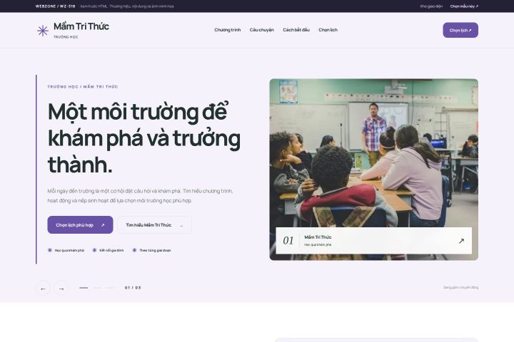Ảnh chụp Giao diện HTML trường học — Tập trung chuyển đổi | WZ-318