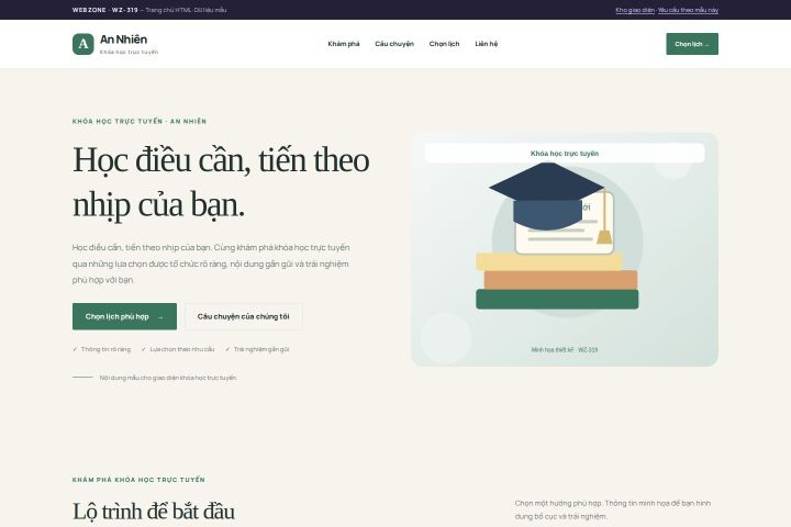 Ảnh chụp Giao diện HTML khóa học trực tuyến — Thanh lịch | WZ-319