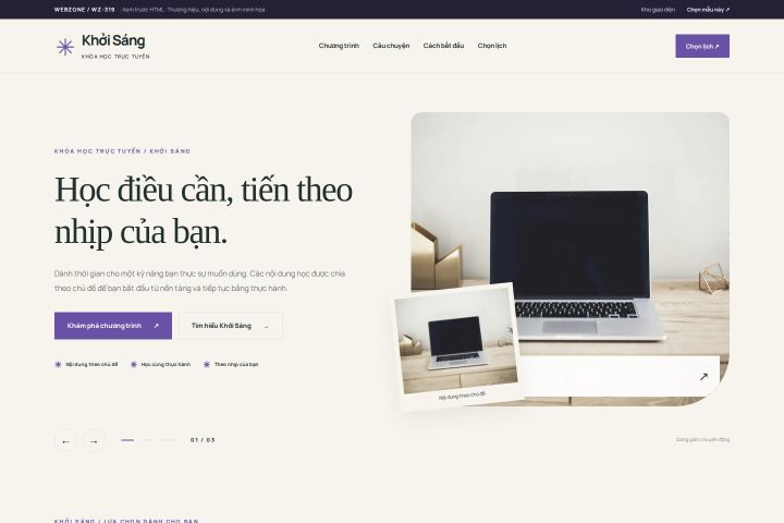 Ảnh chụp Giao diện HTML khóa học trực tuyến — Thanh lịch | WZ-319