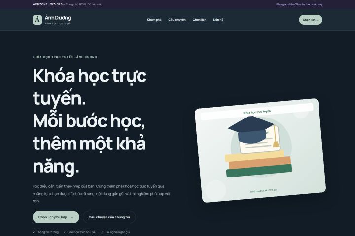Ảnh chụp Giao diện HTML khóa học trực tuyến — Nổi bật | WZ-320