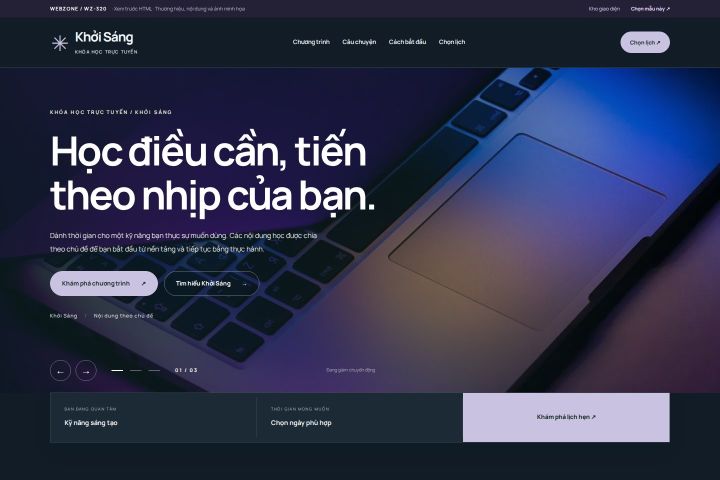 Ảnh chụp Giao diện HTML khóa học trực tuyến — Nổi bật | WZ-320