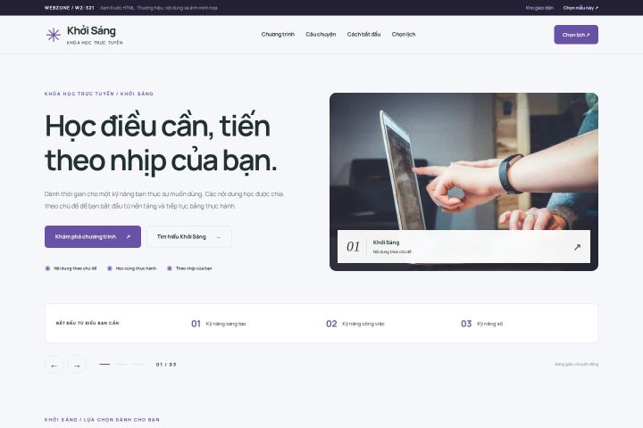 Ảnh chụp Giao diện HTML khóa học trực tuyến — Trưng bày | WZ-321