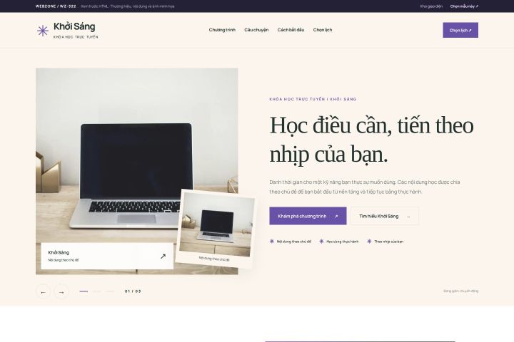 Ảnh chụp Giao diện HTML khóa học trực tuyến — Kể chuyện | WZ-322