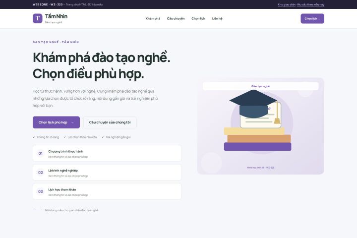 Ảnh chụp Giao diện HTML đào tạo nghề — Trưng bày | WZ-325