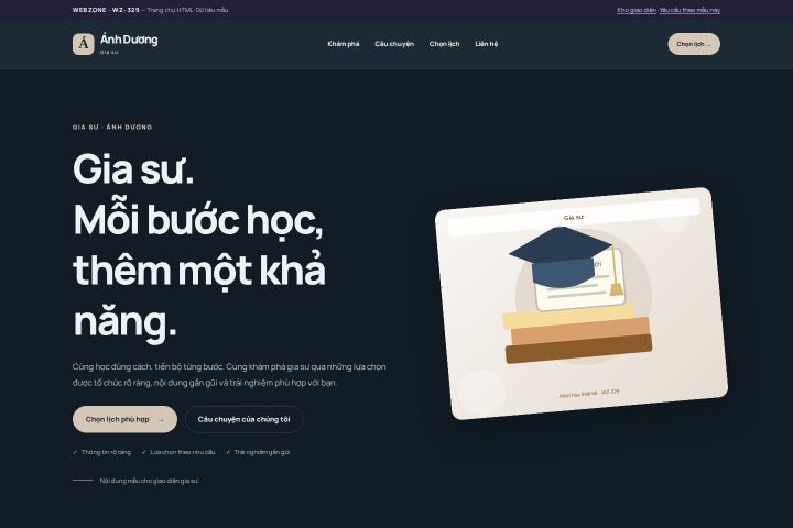 Ảnh chụp Giao diện HTML gia sư — Nổi bật | WZ-329