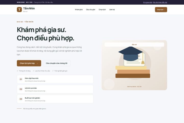 Ảnh chụp Giao diện HTML gia sư — Trưng bày | WZ-330