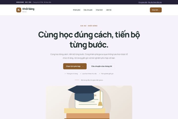 Ảnh chụp Giao diện HTML gia sư — Tập trung chuyển đổi | WZ-332