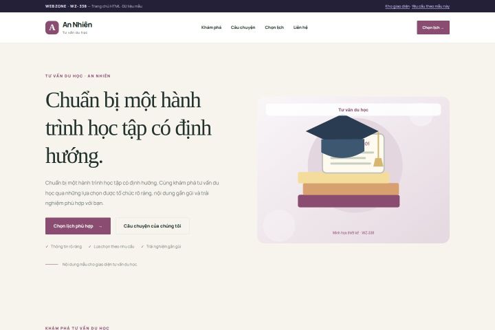 Ảnh chụp Giao diện HTML tư vấn du học — Thanh lịch | WZ-338