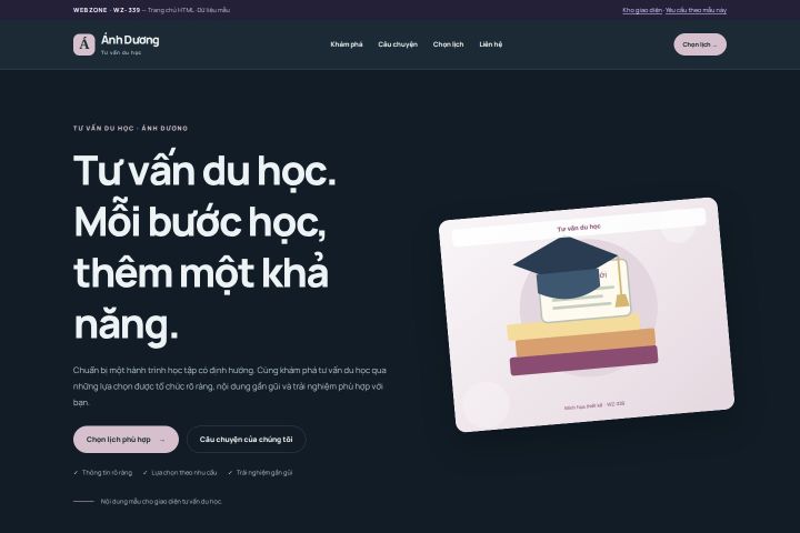 Ảnh chụp Giao diện HTML tư vấn du học — Nổi bật | WZ-339