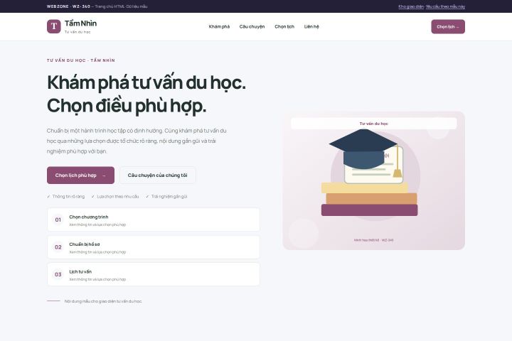 Ảnh chụp Giao diện HTML tư vấn du học — Trưng bày | WZ-340