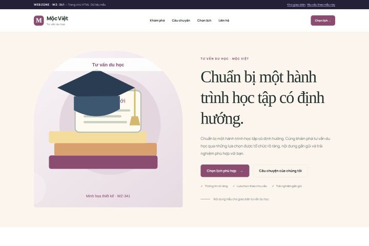 Ảnh chụp Giao diện HTML tư vấn du học — Kể chuyện | WZ-341