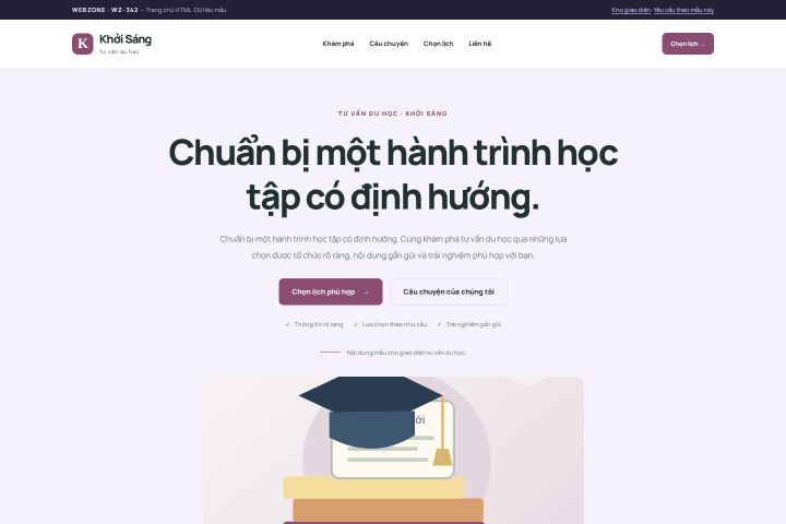 Ảnh chụp Giao diện HTML tư vấn du học — Tập trung chuyển đổi | WZ-342