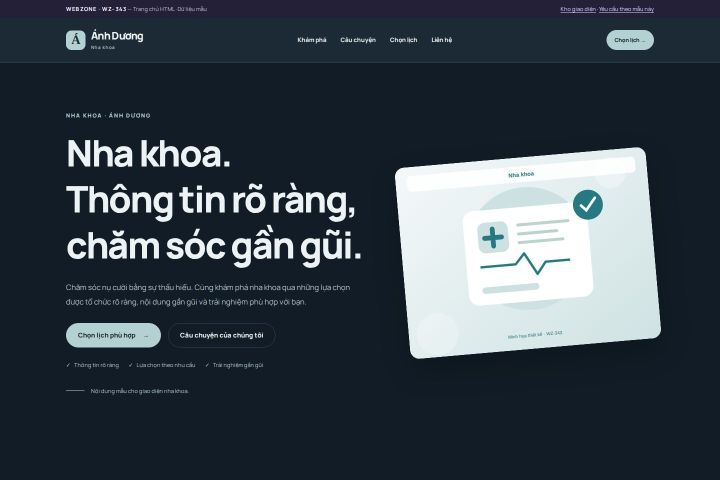 Ảnh chụp Giao diện HTML nha khoa — Nổi bật | WZ-343