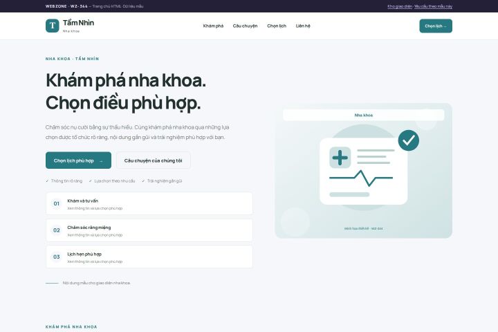Ảnh chụp Giao diện HTML nha khoa — Trưng bày | WZ-344