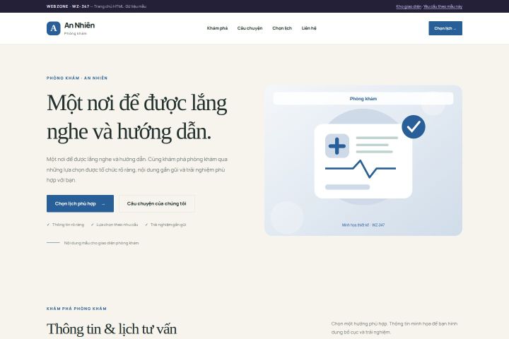 Ảnh chụp Giao diện HTML phòng khám — Thanh lịch | WZ-347