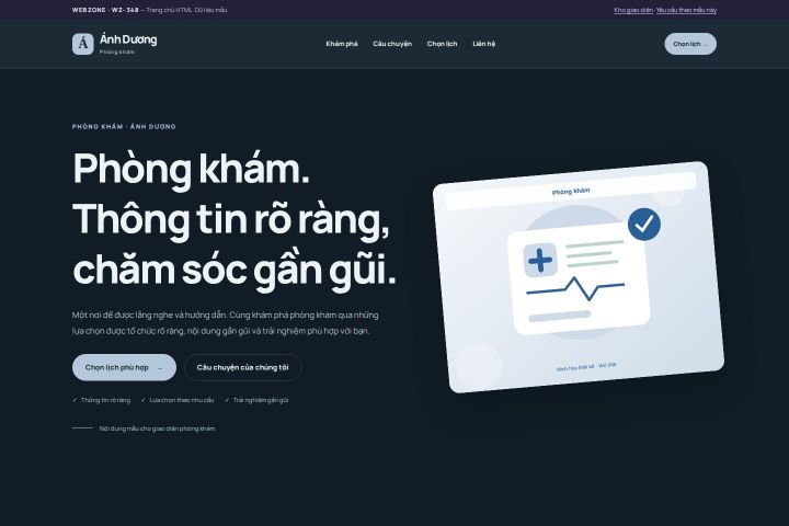Ảnh chụp Giao diện HTML phòng khám — Nổi bật | WZ-348