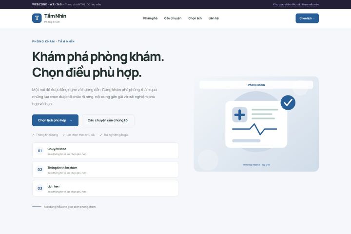 Ảnh chụp Giao diện HTML phòng khám — Trưng bày | WZ-349