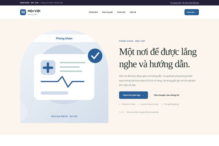 Ảnh chụp Giao diện HTML phòng khám — Kể chuyện | WZ-350