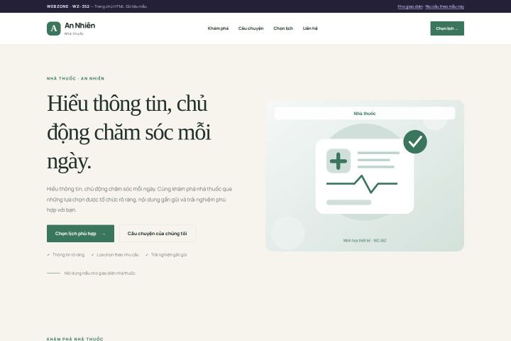Ảnh chụp Giao diện HTML nhà thuốc — Thanh lịch | WZ-352