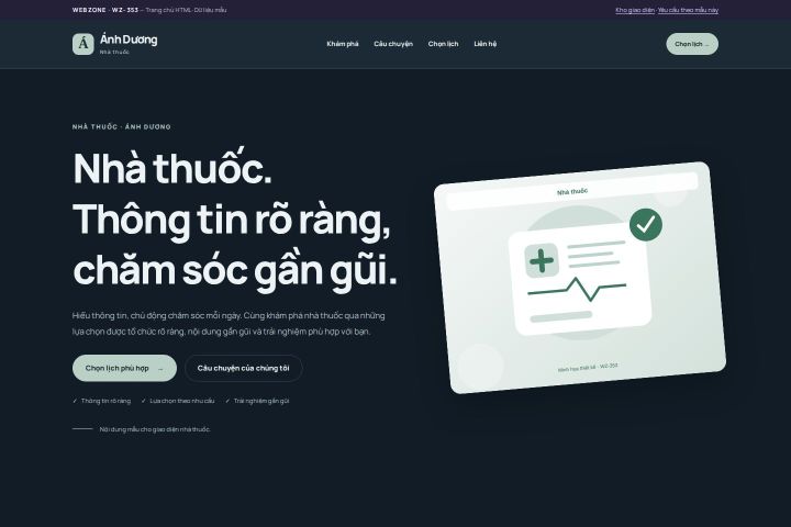 Ảnh chụp Giao diện HTML nhà thuốc — Nổi bật | WZ-353