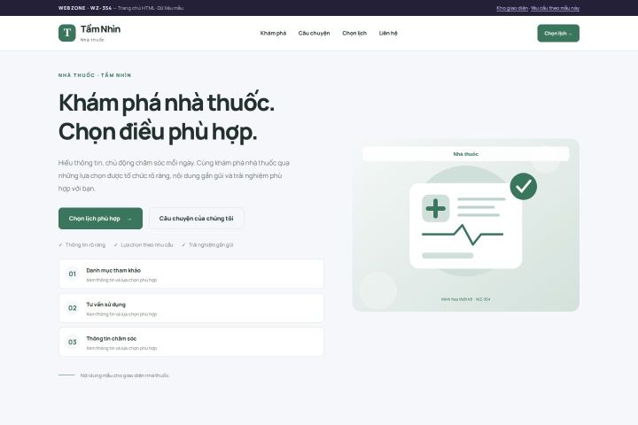 Ảnh chụp Giao diện HTML nhà thuốc — Trưng bày | WZ-354
