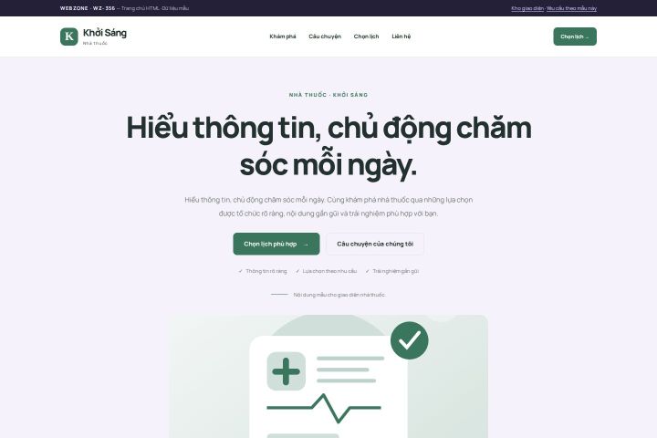 Ảnh chụp Giao diện HTML nhà thuốc — Tập trung chuyển đổi | WZ-356
