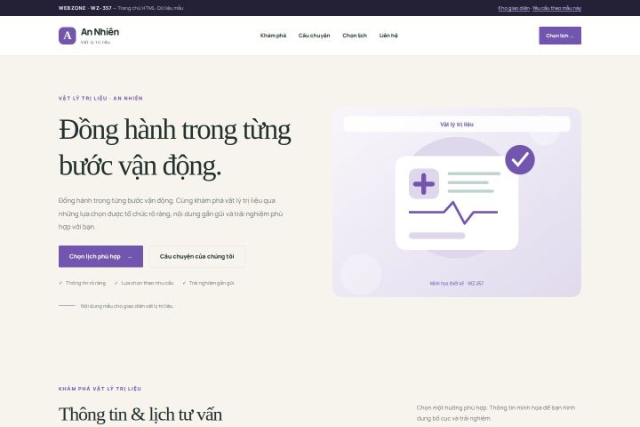 Ảnh chụp Giao diện HTML vật lý trị liệu — Thanh lịch | WZ-357