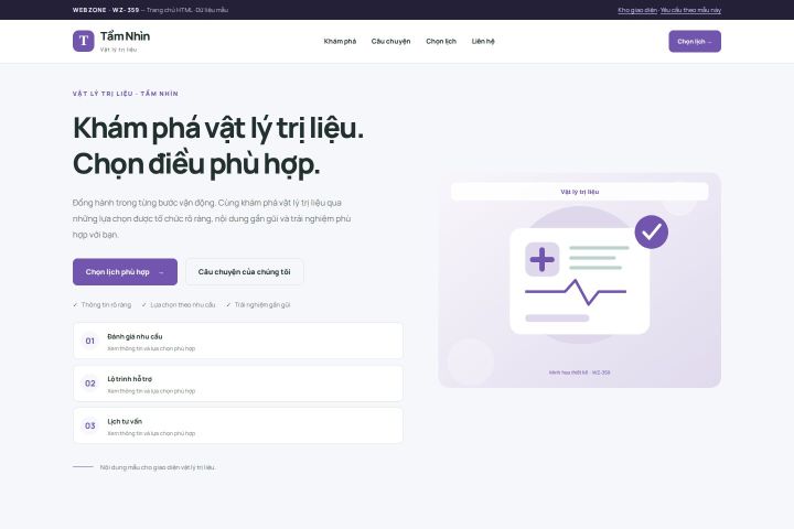 Ảnh chụp Giao diện HTML vật lý trị liệu — Trưng bày | WZ-359