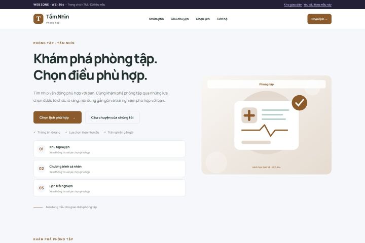 Ảnh chụp Giao diện HTML phòng tập — Trưng bày | WZ-364