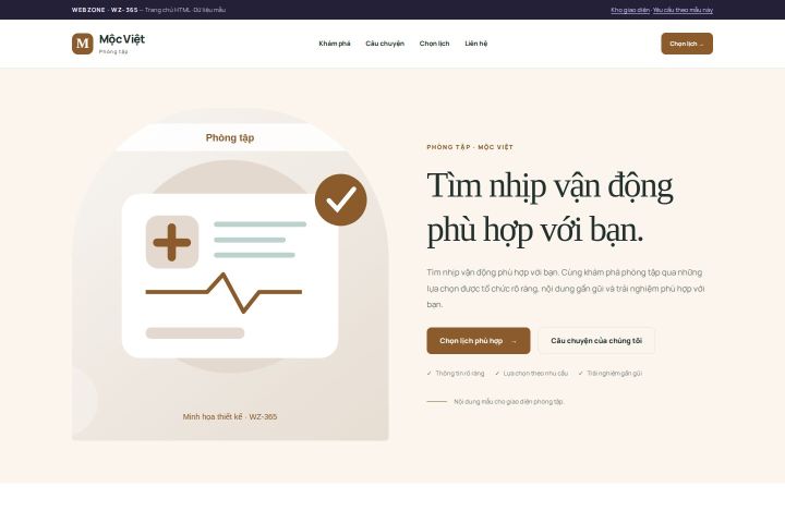 Ảnh chụp Giao diện HTML phòng tập — Kể chuyện | WZ-365