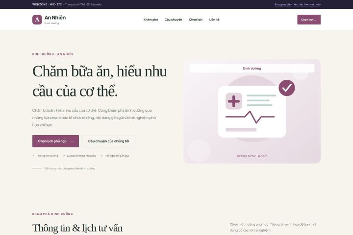 Ảnh chụp Giao diện HTML dinh dưỡng — Thanh lịch | WZ-372