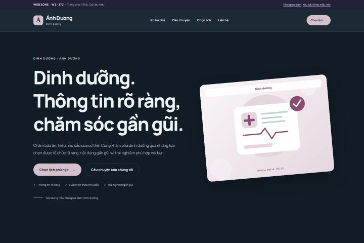Ảnh chụp Giao diện HTML dinh dưỡng — Nổi bật | WZ-373