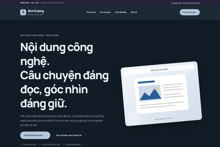 Ảnh chụp Giao diện HTML nội dung công nghệ — Nổi bật | WZ-383