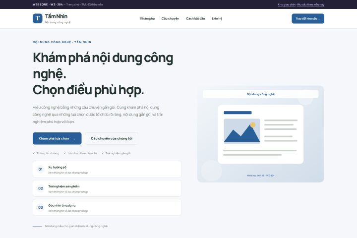 Ảnh chụp Giao diện HTML nội dung công nghệ — Trưng bày | WZ-384