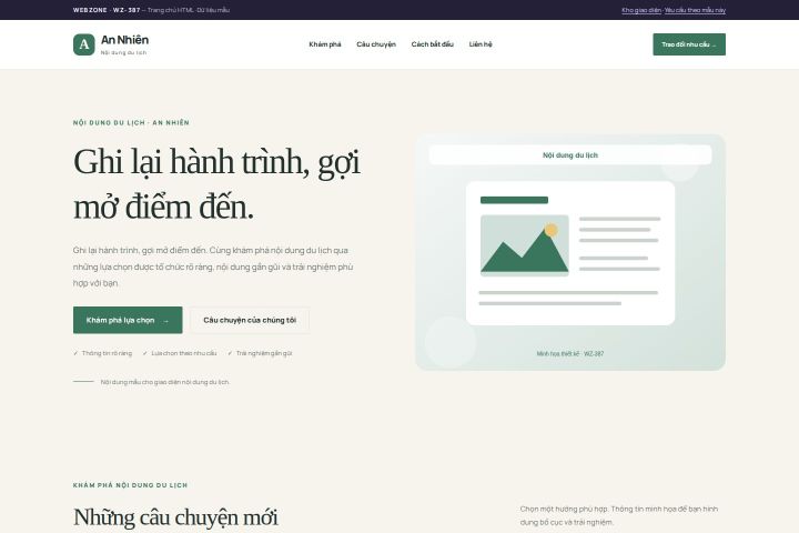 Ảnh chụp Giao diện HTML nội dung du lịch — Thanh lịch | WZ-387