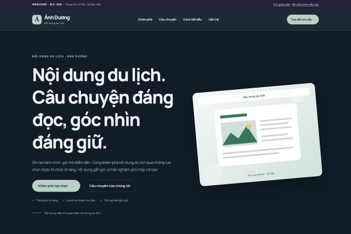 Ảnh chụp Giao diện HTML nội dung du lịch — Nổi bật | WZ-388