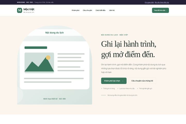 Ảnh chụp Giao diện HTML nội dung du lịch — Kể chuyện | WZ-390