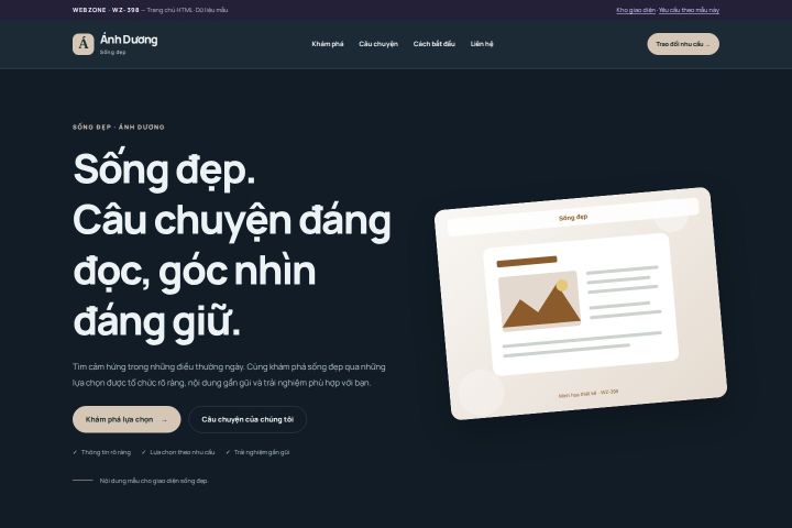 Ảnh chụp Giao diện HTML sống đẹp — Nổi bật | WZ-398