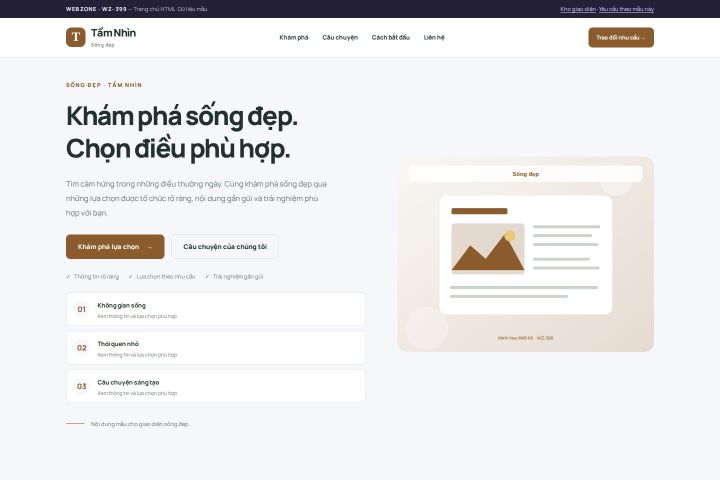 Ảnh chụp Giao diện HTML sống đẹp — Trưng bày | WZ-399