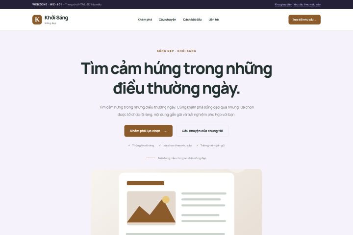 Ảnh chụp Giao diện HTML sống đẹp — Tập trung chuyển đổi | WZ-401