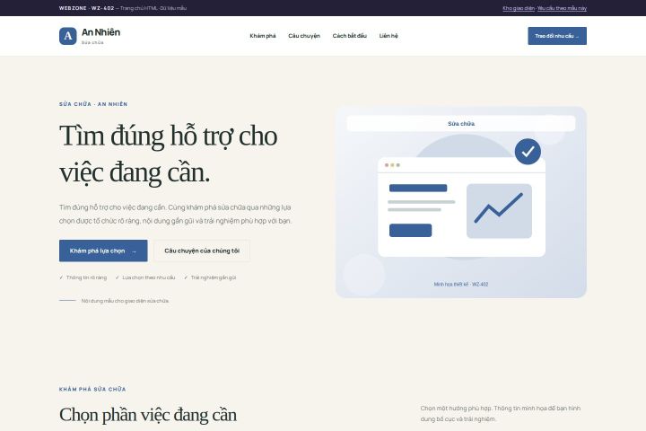 Ảnh chụp Giao diện HTML sửa chữa — Thanh lịch | WZ-402