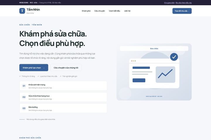 Ảnh chụp Giao diện HTML sửa chữa — Trưng bày | WZ-404