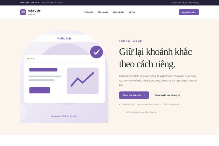 Ảnh chụp Giao diện HTML nhiếp ảnh — Kể chuyện | WZ-420