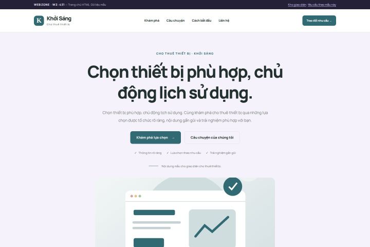 Ảnh chụp Giao diện HTML cho thuê thiết bị — Tập trung chuyển đổi | WZ-431