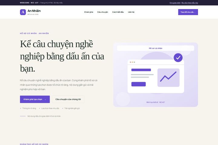 Ảnh chụp Giao diện HTML hồ sơ cá nhân — Thanh lịch | WZ-437
