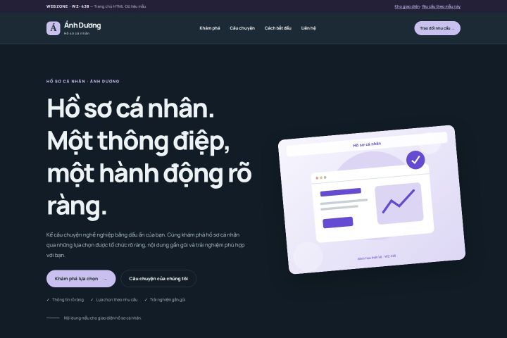 Ảnh chụp Giao diện HTML hồ sơ cá nhân — Nổi bật | WZ-438