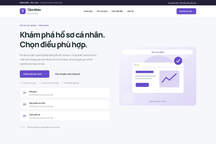 Ảnh chụp Giao diện HTML hồ sơ cá nhân — Trưng bày | WZ-439