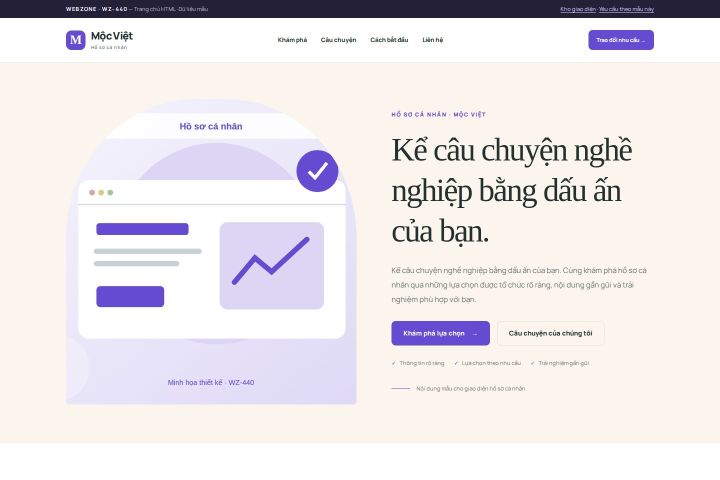 Ảnh chụp Giao diện HTML hồ sơ cá nhân — Kể chuyện | WZ-440