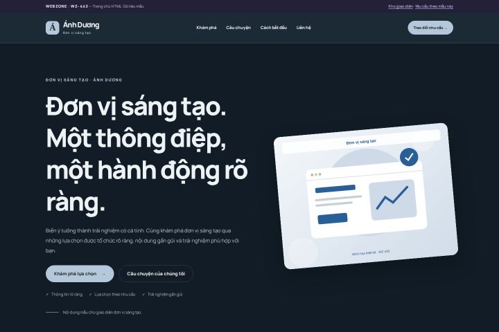 Ảnh chụp Giao diện HTML đơn vị sáng tạo — Nổi bật | WZ-443
